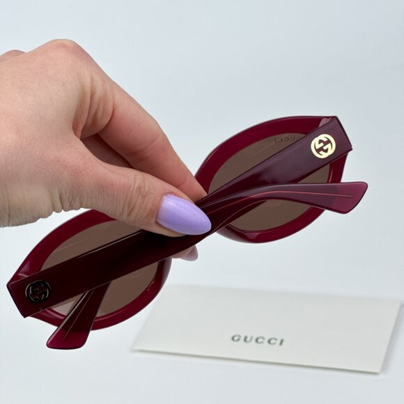 Gucci GG1579S  004 BRAND NEW Sunglasses Fuchsia Brown  Unisex Oval main image 8
